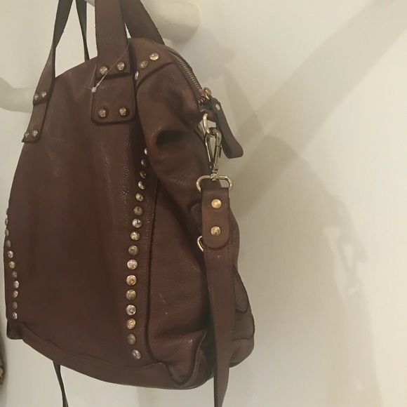 NEW! Washed Leather hip Tote Bag with studded details - Picture 2 of 7